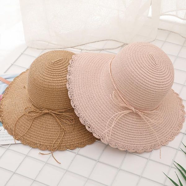 

leisure summer straw hats solid wide big large flat brim beach anti-uv hat spring bowknot outdoor travel dome sun cap, Blue;gray