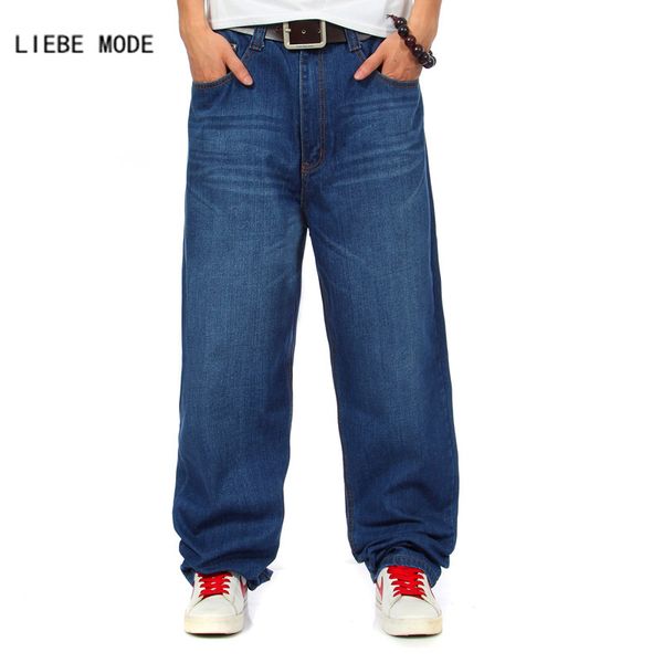 

mens wide leg denim pants hip hop blue casual baggy jeans trouser for rapper men relaxed jean skateboard pants plus size 44 46