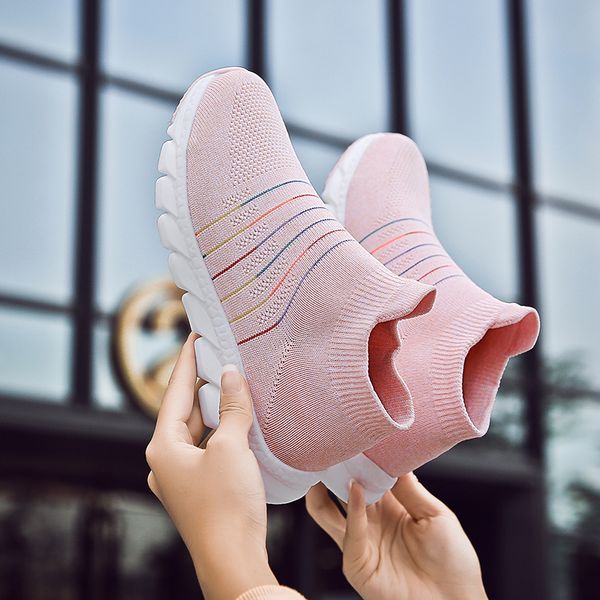 

2020 summer women shoes women breathable mesh sneakers shoes ballet flats ladies slip on flats loafers plus size, Black