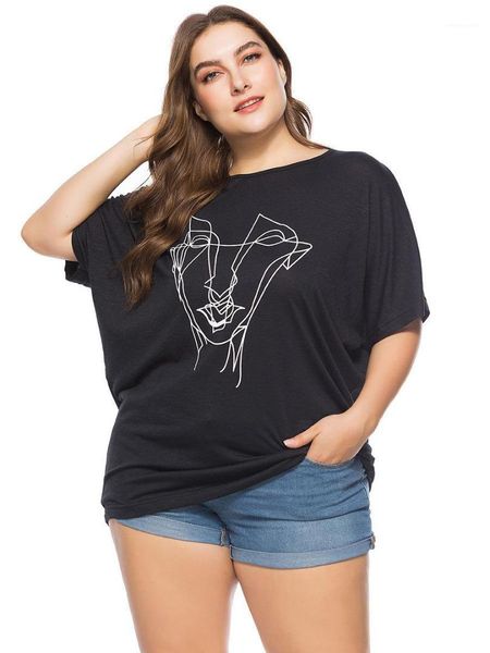 

round neck cotton blend batwing sleeve tshirts womens summer puls size women clothing loose designer shirt, White