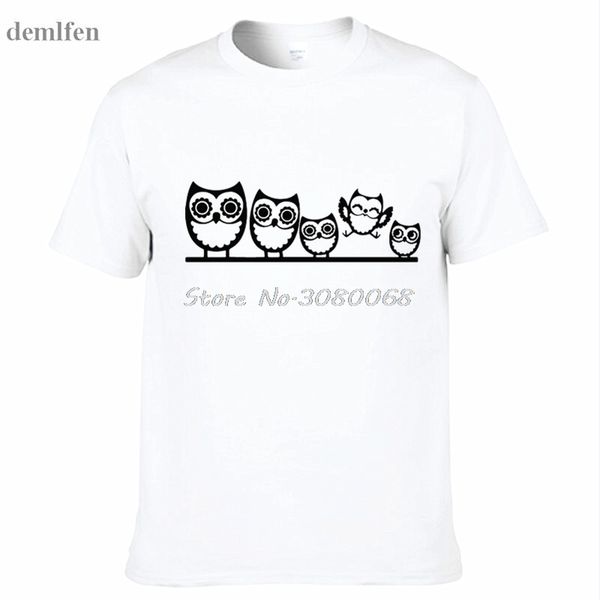 

new cute owl семья счастливая забавная футболка мужская мода печати футболки с коротким рукавом o шеи хлопка тис топы