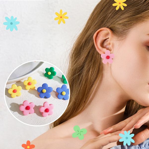 

mayforest new korean style cute colorful flower stud earrings for women girls sweet sunflower femme brinco wholesale jewelry gifts