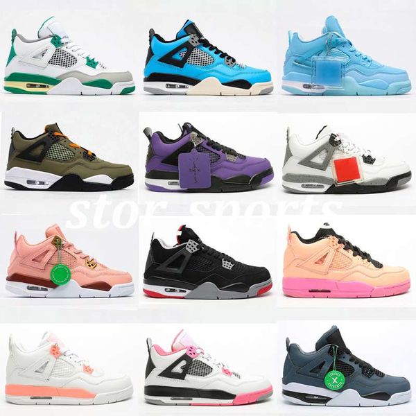 

size 36-47 jumpman 4 sneakers black cat travis cactus jack what the bred neon cool grey splatter 4s women mens basketball designer shoes