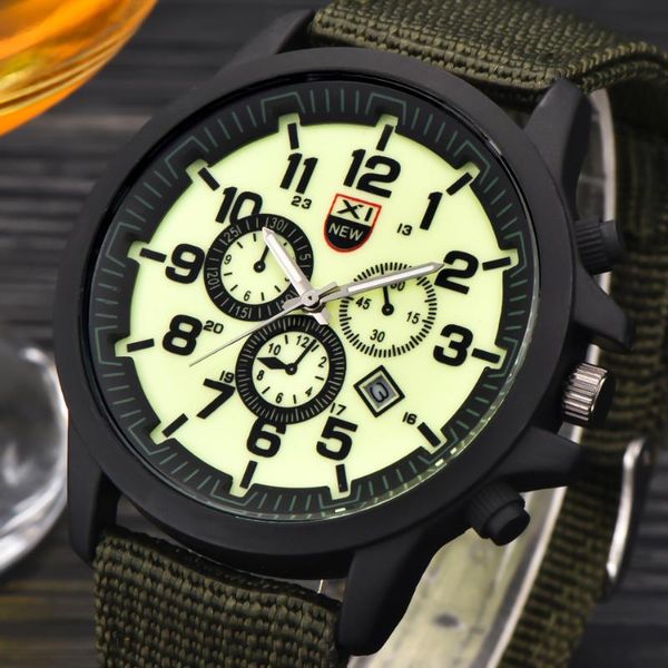 

xinew fashion russian army green watches men nylon strap casual quartz watch with date calendar relogio masculino marca original, Slivery;brown