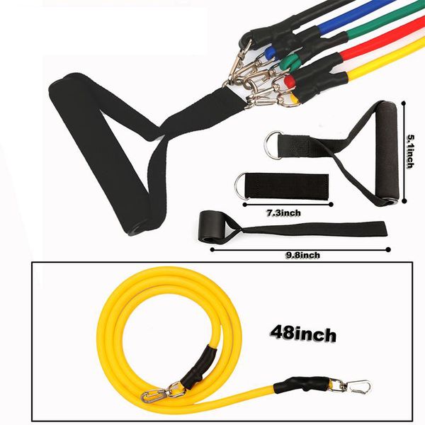 

11pcs/set pull rope fitness exercises resistance bands training exercise yoga elastic pull rope latex tubes pedal trainer