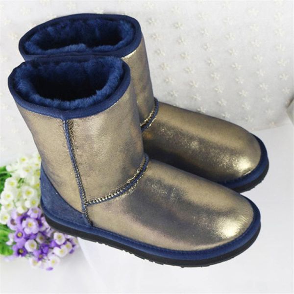 

2020 woman snow boots sheepskin leather snow boots natural fur warm wool winter women's, Black