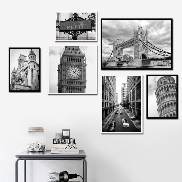 

black white london bridge big ben street wall art canvas painting nordic posters and prints wall pictures for living room decor