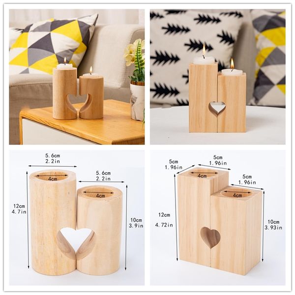 Portacandele in legno naturale per tea light Portacandele romantici a forma di cuore Simpatico arredamento decorativo per matrimoni Decorazioni per la casa