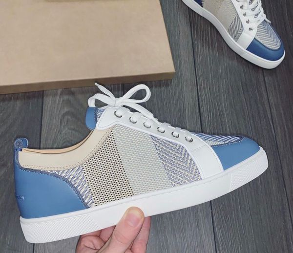 

original box] elegant designer mens red bottom sneakers shoes women,men outdoor trainers perfect rantulow leather casual flat, Black