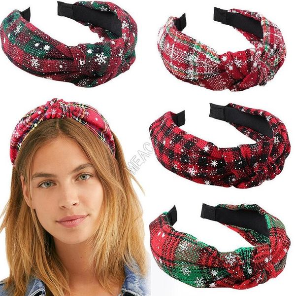 

xmas plaid headband hair sticks girls snowflake plaid print bowknot hair hoop hairpin for christmas party kids hair accessories d91702, Black;white