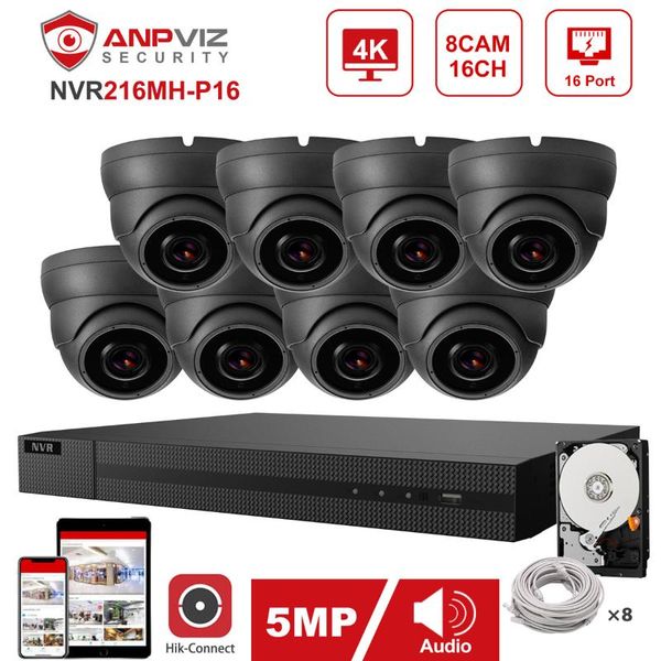 

systems hikvision oem 16ch 4k nvr 8pcs 5mp 4x poe ip security system indoor/outdoor camera ip66 hik-connect 30m ir plug & play