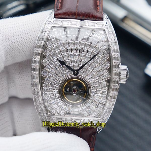 

v2 upgrade version men's collection 8880 cc at automatic mechanical gypsophila diamond dial mens watch big t-diamonds case iced out wat, Slivery;brown