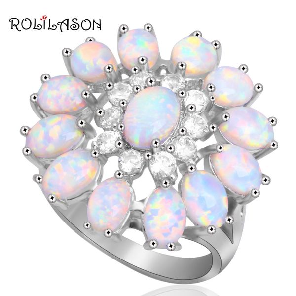 

rolilason anniversary gift white zircon white fire opal silver plated rings usa size #5#6#7#8#9#10 or908, Golden;silver
