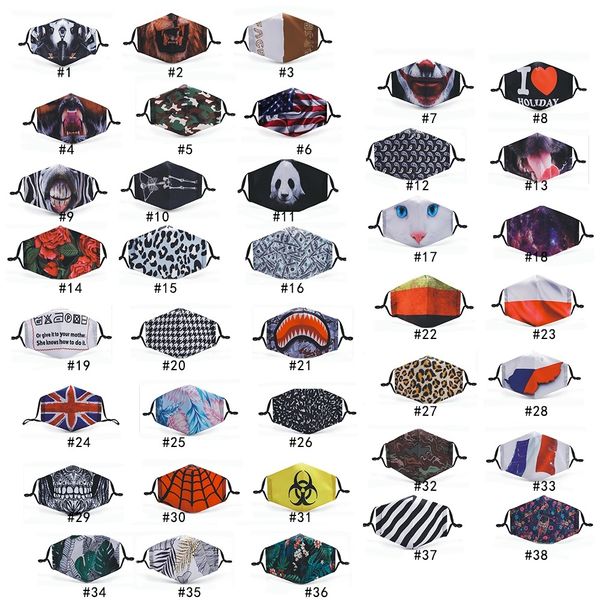 

reusable cross boarder face mask colorful anti dust 3d printed washable designer mouth cover earloop adults men women personalized parody