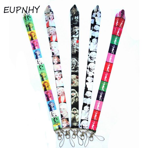 

eupnhy 5 colors marilyn monroe neck keychain lanyards id badge holder key string mobile phone usb holder lanyard, Silver