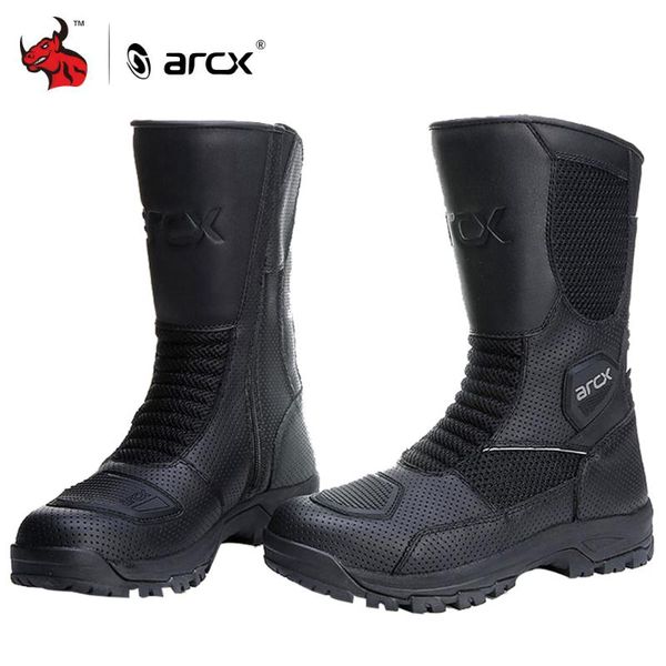 

arcx motorcycle boots genuine cow leather motocross boots summer breathable moto motorbike riding black botas moto