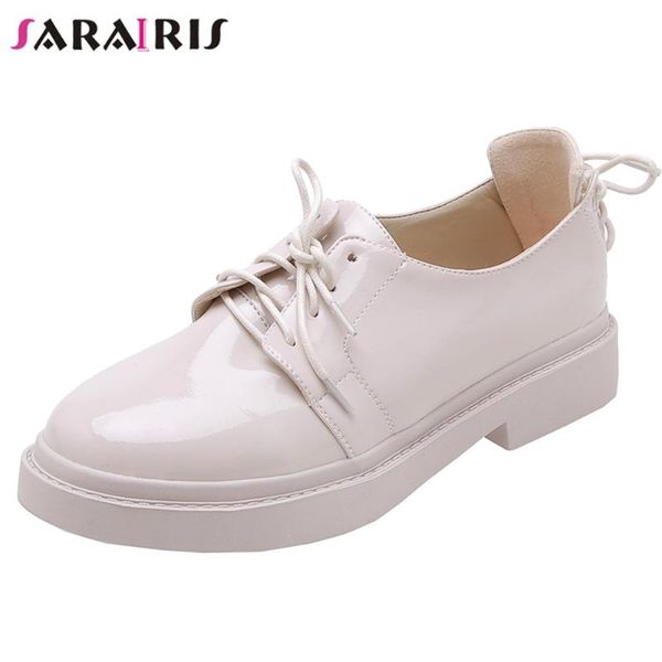 

sarairis big size 34-43 new female fashion lace up solid flats 2020 spring autumn casual flats women chunky heels shoes woman, Black