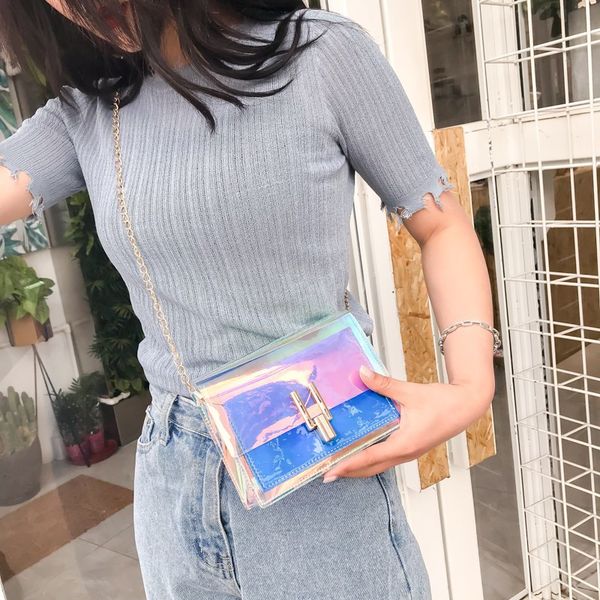 

2020 shoulder bag classic style colorful laser jelly bag fashion bags letter pattern purse handbags wallet crossbody purse