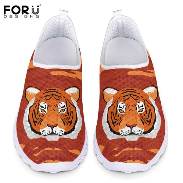 

forudesigns 3d cute tiger/lion animals pattern girls lightweight sport sneakers outdoor sock shoes for ladies breathable loafers, Black