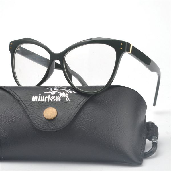 

mincl/ 6 colors ladies glasses frames men rivet women brand designer optical glasses fashion computer eyewear nx, Black