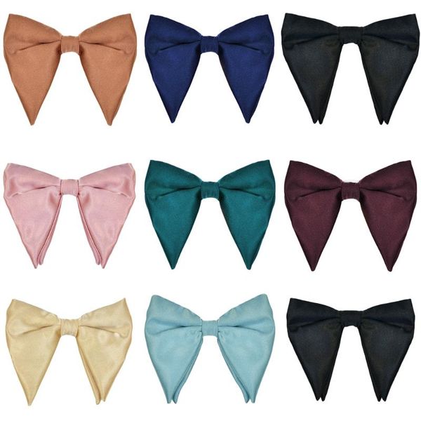 

men satin oversized bow tie wedding party tuxedo business solid big bow tie, Black;gray