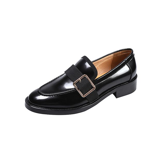 

2020 new patent leather flat shoes women fashion casual shoe big size retro black loafers round toe non-slip leather shoes flats