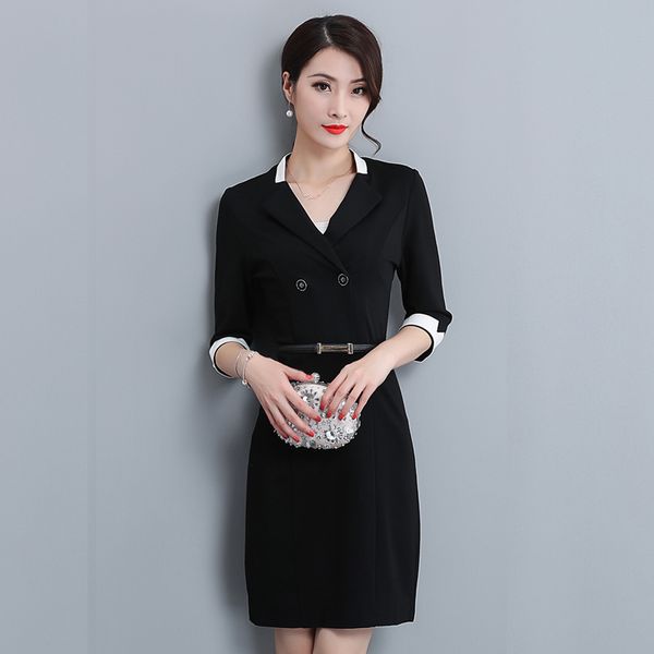 

2018 autumn womens new seven-point sleeve ol professional dress dress Slim jewelry store overalls tooling