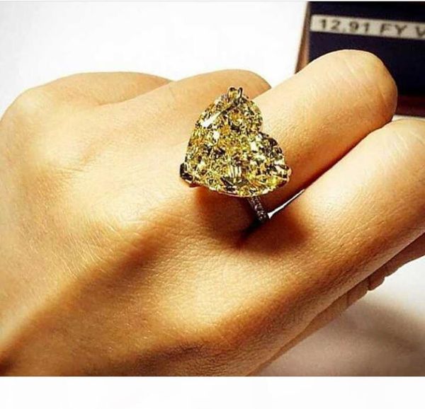 

luxury size 6 7 8 jewelry white yellow z heart cz princess cut simulated diamond 20kt white gold filled wedding engagement ring gift, Slivery;golden