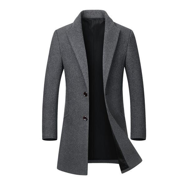 

winter coat men long thick woolen coats mens stand collar casual jackets erkek mont palto peacoat overcoat wool parka coats 4xl, Black