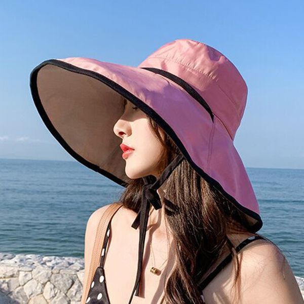

wide brim hats 2021 high-quality ladies sun hat foldable wide-brimmed protection fashion casual beach, Blue;gray
