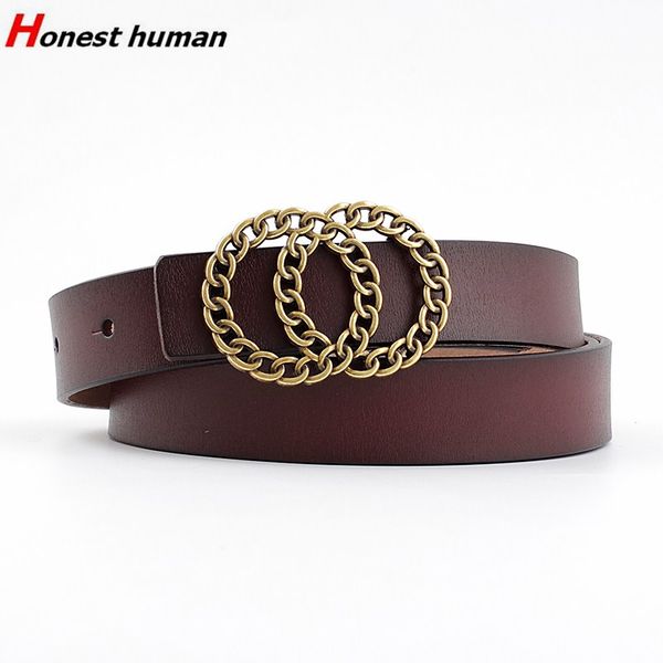 

2020 новый дизайнер из натуральной кожи пояса для женщин мода двойные кольца пряжки джинсы украшения ремни женские cinturon mujer, Black;brown