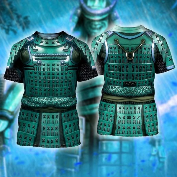 

samurai armor men street 3d print shirts kawaii anime graphic men clothing