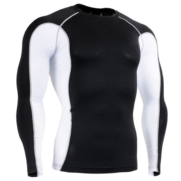 

running jerseys est sports t shirt contral fitness men t-shirt long sleeve football muscle bodybuilding gym compression tights, Black;blue