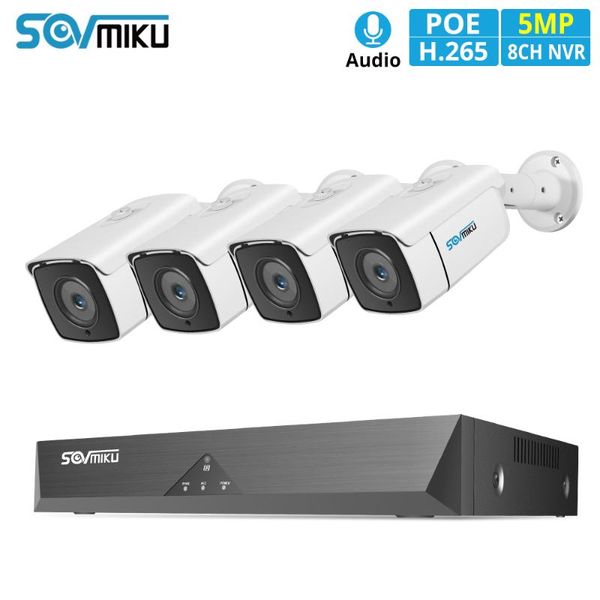 

8ch 5mp poe nvr kit h.265 cctv security camera system outdoor waterproof ip camera alarm video record p2p surveillance set