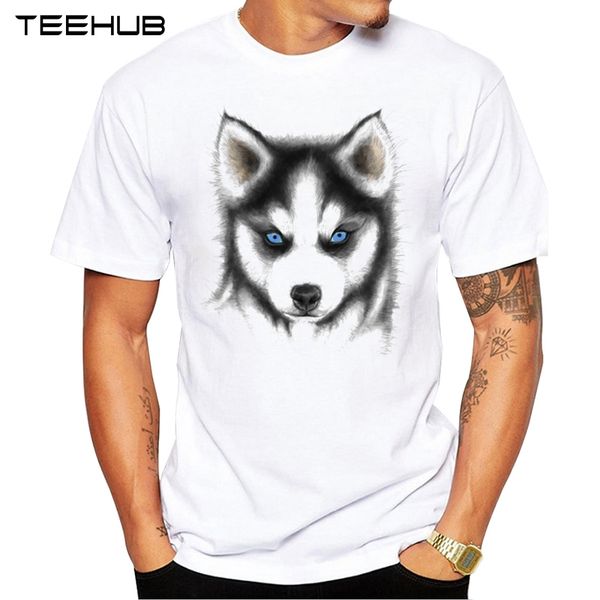 

teehub hipster vintage men t-shirt short sleeve funny siberian husky printed new arrivals men tee cool t shirts