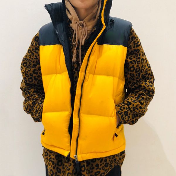 

20fw color matching сращивания пуховик жилет женщины мужчины street зима открытый рукавов хлопок куртки мода теплые пальто и пиджаки hfymjk3, Black