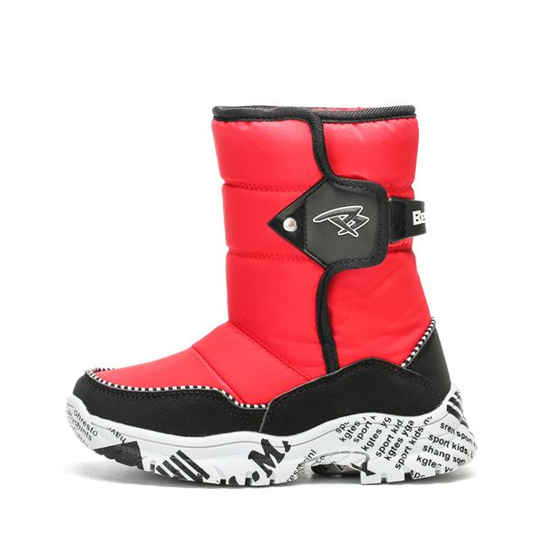 

boys girls thermal winter boots anti-slip comfortable children snow shoes with plush lining hook and loop closure cn size 31-39