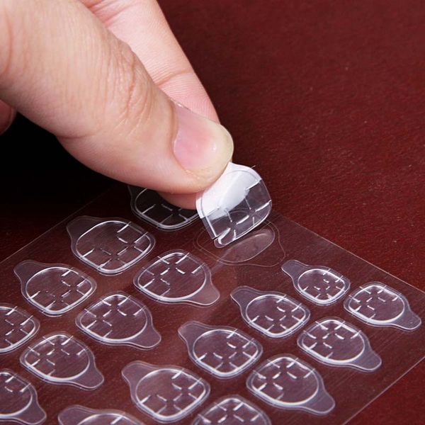 

diy nail art accessories double-sided adhesive transparent invisible finger nail stickers clip decals press on false tools, Black