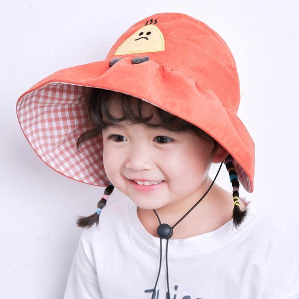 

new children hats boys and girls spring and summer thin baby sunscreen sun hat cartoon big brim empty hat sun, Blue;gray