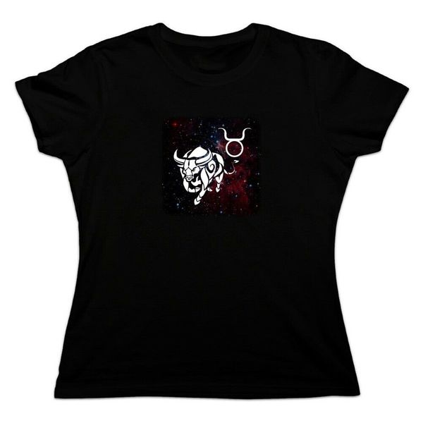 

taurus bull zodiac sign horoscope in space women's novelty t-shirt new fashion tee shirt
