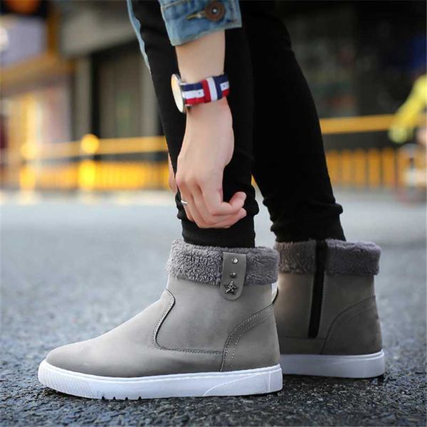 

winter waterproof ankle boots outdoor working men shoes suede snow men boots, Black