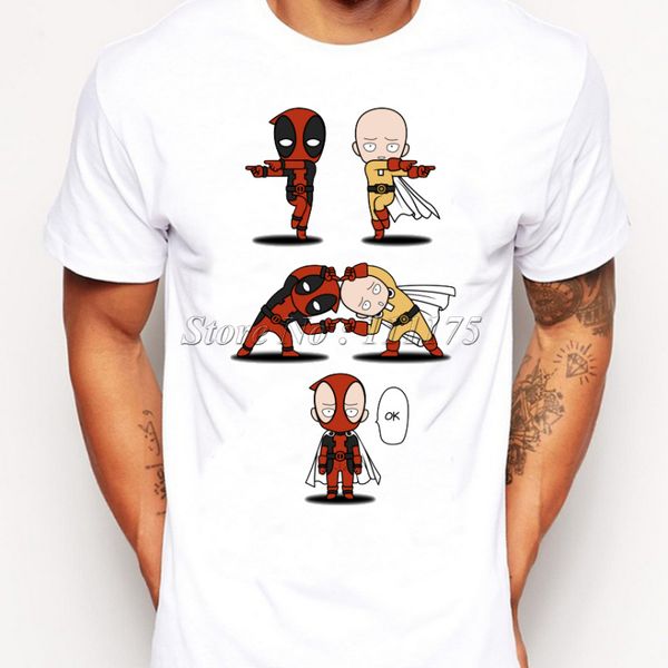 

2019 funny deadpool punch fusion printed t-shirt for men boy novelty men's t shirt fashion tees