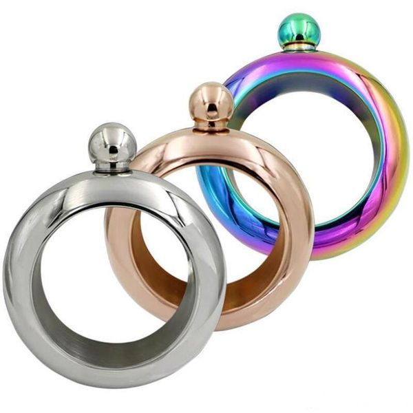 

100pcs bangle bracelet hip flask 3.5oz stainless steel rainbow liquid alcohol vodka whiskey drinkware alcohol funnel lx8720