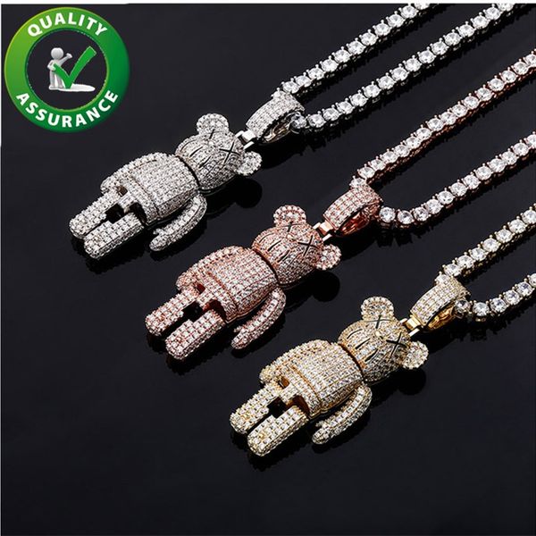 

designer jewelry mens diamond chains pendant statement necklaces rapper tennis chain cartoon pendants bling diamond cubic zirconia jewellery, Silver