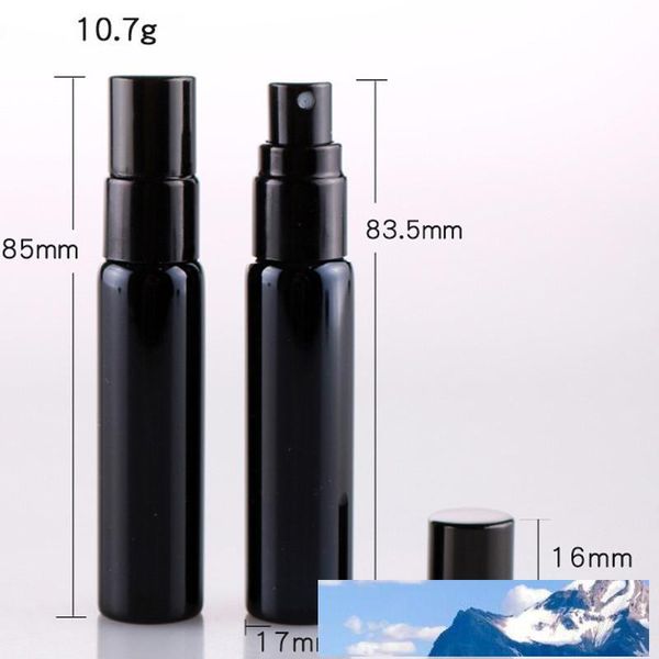 10ml mini vidro preto pequeno frasco de perfume vazio frasco de viagem ao ar livre maquiagem de pele de cuidados com a pele capa de água recipiente garrafas 50 pcs