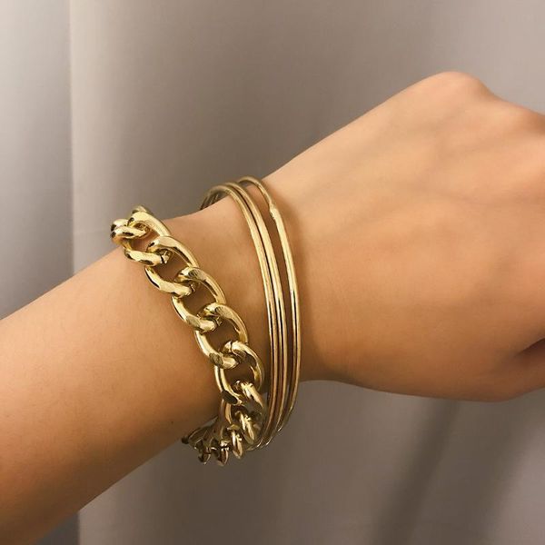 

kingdeng charm bracelets gold women simple punk sifashion bracelet chain combination zinc alloy vintage metal jewelry chains, Red;blue