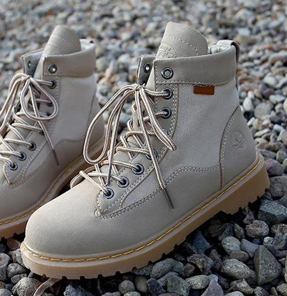 

2020 female trend martin boots cotton not waterproof non-slip winter warm boots outdoor snow comfortable boots laceup leather, Black
