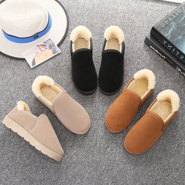 

2020 women's snow boots winter fur and ankle boots women's warm plush suede rubber flat-bottom fashion platform shoes, Black