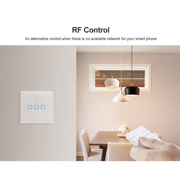 

smart rf waterproof glass touch panel home remote control 100-240v wall switch