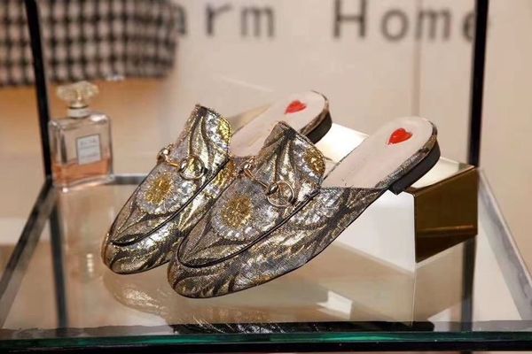 

mules princetown flat soled casual shoes authentic cowhide metal buckle ladies shoes leather men women trample luxe lazy shoes si, Black;red